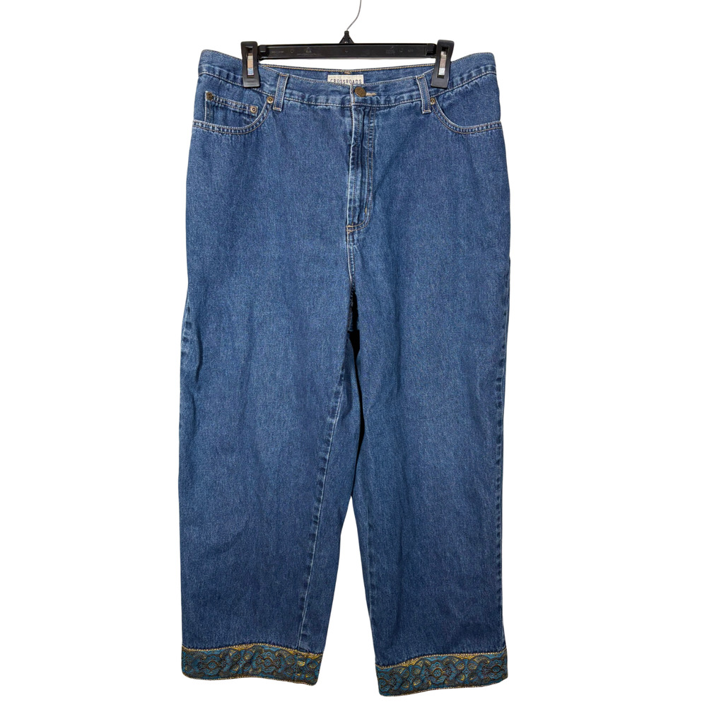 Crossroads Jeans Cropped Ribbon Hem 12 Blue Denim Y2K 90 Retro Vintage Cotton